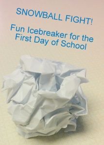 an advertisement for the first day of school with a crumpled paper ball on it's side