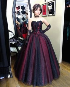 Red Black Gold Dresses, Ballgown Formal Dress, Wedding Gothic Dress, Goth Sweet 16 Dress, Ruby Red Dress Gowns, Big Pretty Dresses, Gothic Wedding Dress Red, Goth Dresses Prom, Black And Red Dress Formal Ball Gowns