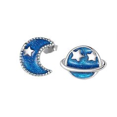 Color: Silver E3081 Fashion Element: Moon, XINGX Style: INS Style Blue Moon-shaped Sterling Silver Earrings, Blue Moon Shaped Sterling Silver Earrings, Trendy Moon Charm Earrings As A Gift, Trendy Silver Moon-shaped Earrings, Trendy Silver Moon Earrings, Trendy Earrings With Moon Charm As Gift, Trendy Crescent Earrings As Gift, Trendy Crescent Earrings For Gift, Star Light