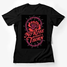 Gothic Rose T-Shirt, No Rose Without a Thorn Motif, Black and Red, Floral Graphic Tee, Unisex Fashion Female T-Shirt Custom graphic T-Shirt.Customize your color Maternity Graphic Tees, Classic Movie Characters, Gifts For Baseball Lovers, Moon Graphic Tee, Gothic Rose, Animal Graphic Tee, Smart Casual Wear, Rose Shirts, Rose T Shirt