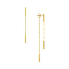 14k yellow gold double dangle chain earrings from the Staple collection 14k Yellow Gold Bar Dangle Jacket Backs 2.75 Grams Simple Gold Earrings, Prom Accessories, Gold Flecks, Link Earrings, Dangly Earrings, Earrings Inspiration, Gold Earrings Dangle, Gold Jewelry Fashion, Chain Earrings