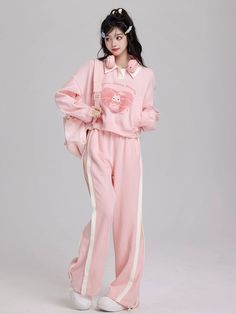 Aesthetic Pajamas, 2000s Japanese Fashion, Barbie Aesthetic, Aesthetic Korean, Style Kawaii, Rabbit Print, Pink Pants, Really Cute Outfits, Kawaii Clothes