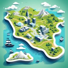 I will design a vector map illustration Cool Maps Design, 3d Maps Design, 3d Map Illustration, Map Illustration Design Graphics, Map Design Ideas, Maps Illustration Design, City Maps Illustration, Illustration Map, Game Map