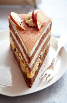 a piece of cake on a plate with a fork