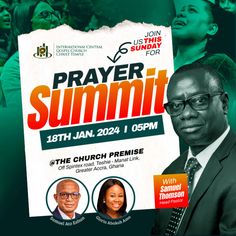 a flyer for a church summit with two men