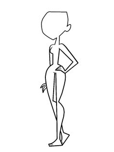 a black and white line drawing of a woman standing with her hands on her hips