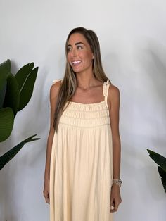 By Together Samara Maxi Dress Natural Effortless Beauty, Natural Cream, Sharp Objects, Samara, Days Out, Boutique Clothing, Lay Flat, Smocking, Bodice