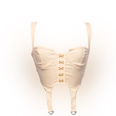 Not Your Average Corset Top As It Includes Stretch And Straps With Front Bodice Gold Clip. This Corset Adds A Modern Touch With Hanging Straps While Still Including The Traditional Sweetheart Neckline. Beige Corset With Built-in Bra For Spring, Beige Corset With Built-in Bra For Summer, Beige Corset Top, Cream Corset Top, Beige Sleeveless Corset With Built-in Bra, Punk Top, Acdc Shirt, Lululemon Align Tank, Denim Cap