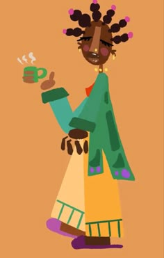 an illustration of a woman holding a coffee cup