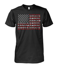 American Flag Patriotic Tractor unisex t-shirt , Hoodies Unisex Cotton Tee Our best selling teeKEY FEATURES:- Preshrunk 100% cotton - Blended cotton/polyester in antique, heather, neon, and safety colors- 5.3 oz.- Seamless double needle 7/8" collar- Taped neck and shoulders- Double needle sleeve and bottom hemsMEASUREMENT NOTES: BODY WIDTH: Lay garment flat. 1" below the armhole flat measure the garment across the chest. BODY HEIGHT: Lay garment flat (face down). Measure from center back necklin Casual Black T-shirt With American Flag Print, Black Cotton Tops With American Flag Print, Black Graphic Tee With American Flag Print, Flat Face, Face Down, Colorful Hoodies, Black Tee, Pocket Pouch, American Flag