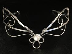 I will fabricate this stunning sterling silver Elvish and Faery inspired wedding circlet designed with 12 and 16 gauge Sterling silver balanced between woven wire work and delicate scroll designs. I will set your choice of an 8mm gemstone in the drop down menu. This piece is a joy for me to fabricate. I love all things Celtic and magical and I feel this represents both nicely. This piece will fit any hair style and any head shape. I make them to fit approximately behind the ears and then use a j Wedding Headpieces, Butterfly Fashion, Bridal Crown, Pretty Stuff, Head Shapes, Fancy Jewelry, Wire Work