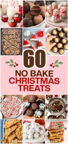 the cover of 60 no bake christmas treats, including cookies and other desserts