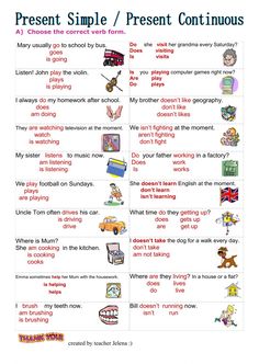 the present simple / present continuous tense worksheet