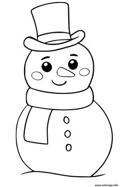 a snowman with a hat and scarf on it's head, coloring page