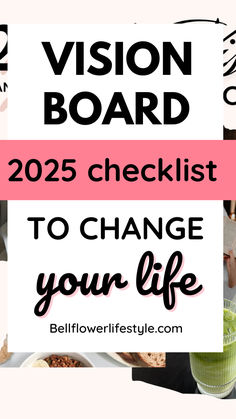 Vision board 2025 checklist to change your life Party Vision Board, Vision Board Materials, Diy Vision Board, Inspiration Vision Board, Beautiful Vision Boards, Vision Board Success