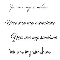 the words you are my sunshine and you are my sunshine written in cursive writing