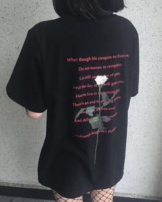 rose-poem-tshirt-boogzel-apparel Jeans Patchwork, 80s And 90s Fashion, Rainbow Outfit, Rose T Shirt, Tumblr Outfits, Y2k Outfits, Soft Grunge, Grunge Style, Harajuku Fashion