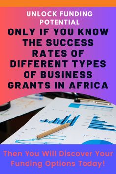 a table with papers and pencils on it, next to the words unlock funding potential only if you know the success rate of different types of