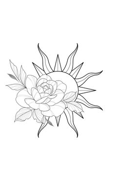 a black and white drawing of a flower