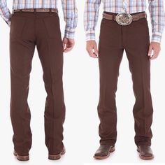 Regular Fit, Bootcut Soil Release Finish Stretch For Comfort Wrinkle Resist Machine Wash And Dry Casual Bottoms For Ranch In Fall, Western Style Brown Bottoms For Fall, Western Style Cotton Bottoms For Fall, Fitted Western Brown Bottoms, Fitted Brown Western Bottoms, Male Attire, Wrangler Pants, Mens Bootcut Jeans, Retro Jeans