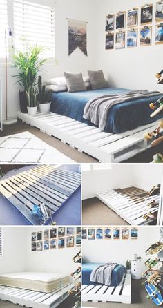 a collage of photos showing different types of beds