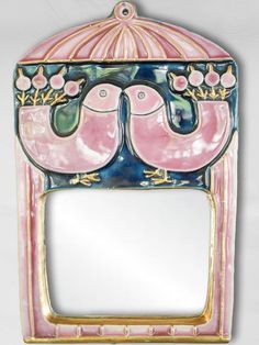 Vintage birdcage mirror, mid-century pink Pink Bathroom Mirror, French Mirrors, Mid Century Mirror, Ceramic Framed, Ceramics Inspiration, Avant Garde Artists, Luxury Mirror, French Mirror, Classic Interiors