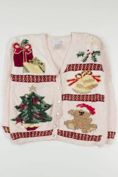 This is a vintage ugly Christmas sweater! That means: 1. We only have one — so you can’t choose a different size or quantity. 2. The size listed on the original tag may not be an accurate indication of the fit. The chest / bust size and length measurements are the most accurate way to estimate the fit. Grandma Sweater Christmas, 70s Christmas Outfit, Retro Christmas Outfit, Christmas Outfit Vintage, Vintage Pink Christmas, Vintage Christmas Sweaters, Christmas Cardigan, Grandma Sweater, Crochet Sweaters