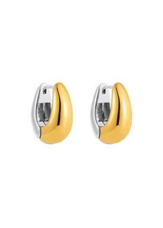 Add a touch of elegance to your everyday look with our Bicolor Huggies Earrings! These gold plated earrings are sure to make a statement, effortlessly taking you from day to night. Elevate your style with a touch of luxury that hugs your ears in a comfortable and fashionable way. Modern Plated Earrings For Formal Occasions, Classic Silver Plated Earrings, Modern Plated Formal Earrings, Modern Formal Plated Earrings, Elegant Huggie Clip-on Earrings, Elegant Plated Hoop Earrings For Formal Events, Modern Silver Plated Earrings, Elegant Gold Huggie Clip-on Earrings, Elegant Everyday Earrings With Plating