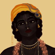 an illustration of a woman wearing a turban and pearls on her necklaces