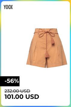 plain weave, belt, solid color, high waisted, 1 button, zipper closure, multipockets, stretch, pants , Color: Camel , Size: 6 Pink Bermuda Bottoms With Built-in Shorts, Solid Color Knee-length Bermuda Shorts With Elastic Waistband, Luxury Knee-length Bermuda Shorts With Pockets, Beige High-waisted Shorts With Button Closure, Khaki Military Cotton Shorts, Stretch Pants, Plain Weave, Pants Color, Bermuda Shorts