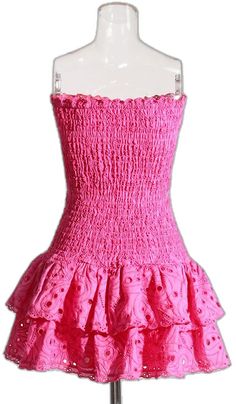 Strapless Mini Dress With Smocked Bodice For Party, Pink Strapless Dress For Beach Summer, Summer Beach Pink Strapless Dress, Pink Bandeau Dress For Beach, Pink Bandeau Strapless Dress For The Beach, Pink Bandeau Strapless Dress For Beach, Pink Bandeau Summer Dress, Pink Strapless Dress For Summer Vacation, Pink Strapless Mini Dress For Summer