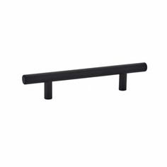 a black cabinet handle on a white background