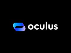 the oculus logo is shown in blue and white on a dark black background