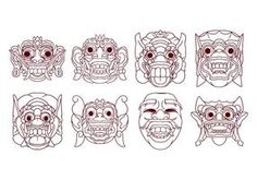 six masks with different designs on them