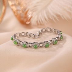 Item Detail:  Metals: 925 Sterling Silver (it is real 925 silver) Stamp: S925 (Silver contents 92.5%) Gemstone: Natural Green Jade Size: 7.09inch (18cm) Full Length, Fit the wrist circumference less than 6.69inch      Check the last picture, how to measure the wrist circumference. Please measure your wrist before place an order.    Points for attention for silver bracelets: 1. Avoid contact with chemicals: Silver bracelets are susceptible to oxidation and color changes due to the influence of chemicals. 2. Avoid water and moisture: Silver bracelets are prone to oxidation due to moisture and humidity. 3. Proper storage: When not wearing the silver bracelet, it should be stored separately in a dry, cool place, away from direct sunlight and moisture. Payment policy: 1, You can choose from pay Sterling Silver Bracelet With Gemstones In White Gold, Fine Jewelry Silver Chain Bracelet With 17 Jewels, Silver Diamond Gemstone Bracelet, Silver Diamond Gemstone Bangle Bracelet, Silver Gemstone Crystal Bracelet For Formal Occasions, Silver Diamond Bracelet With Gemstone, Silver Gemstone Crystal Bracelet For Formal Events, Silver Crystal Bracelet With Gemstone For Formal Occasions, Silver Crystal Gemstone Bracelet For Formal Occasions