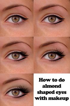 Open Wing Eyeliner, Cat Eye Makeup Round Eyes, Eyeliner Different Eye Shapes, Almond Eye Cat Eye, Lined Eyes Eyeliner, How To Do Eye Wings, Simple Almond Eye Makeup, Almond Shaped Eyes Eyeliner, Winged Eyeliner For Almond Eyes