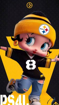 a cartoon character wearing a beanie and jeans, with the number 3 on it