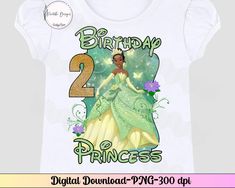 the princess and the frog birthday shirt with numbers 2, 3, 5, or 6