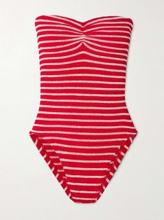 HUNZA G Brooke striped seersucker swimsuit No Tan Lines, Swimsuit Inspo, Hunza G, Cute Bathing Suits, Red Swimsuit, Striped Swimsuit, Cute Swimsuits, Tan Lines, Red And White Stripes