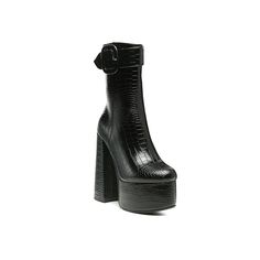 London Rag-Bumpy Platform Bootie The Bumpy bootie from London Rag is bold and chic enough to grace any runway. The platform and tall block heel lend a bold appeal, while the croc patterned upper and buckle detail at the shaft add to the style. Chic Chunky Platform High Heel Boots, Chic Chunky Platform Boots, Chic Chunky Platform Boots For Night Out, Chic Fall Platform Boots With Buckle Closure, Chic High Ankle Platform Moto Boots, Trendy High Ankle Platform Boots With Buckle Closure, Party Platform Ankle Boots With Buckle Closure, Trendy High Ankle Platform Boots With Buckle, Ankle Platform Boots With Buckle Closure For Party