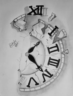 a drawing of a clock with the word time on it