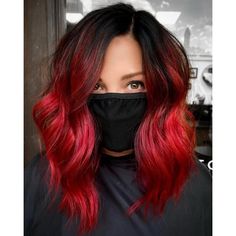 Curly Wavy Bob, Black And Red Hair, Blood Red Hair, Red Balayage Hair, Cherry Hair Colors, Cheveux Oranges, Red Hair Looks, Black Red Hair, Hairstyles Color