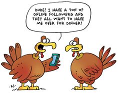 two cartoon turkeys are talking to each other