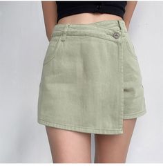 Hnewly Mini Denim Skirts Women Slim Chic Vintage New Summer Asymmetric – hnewly Y2k Style Bottoms For Spring, Trendy Solid Color Shorts, Non-stretch Y2k Denim Skirt For Spring, Trendy Spring Skort, High-waisted Skort For Spring Streetwear, Trendy Green Cotton Skort, Spring Cotton Non-stretch Skort, Y2k Style Skort For Streetwear In Spring, Summer Streetwear Mini Skirt Shorts