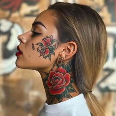 Face Tattoos For Women Tattoo Master Files Side Burn Tattoos For Women Face, Side Burn Tattoos For Women, Burn Tattoo, Small Face Tattoos, Face Tats, Face Tattoos For Women, Fairies Dancing, Tattoo Master