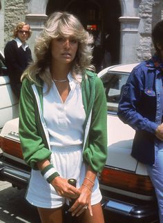 80s Sport Aesthetic, 80s Tennis Outfit, Coach Outfits Sports, 70s Sports Fashion, 80s Athletic Fashion, 80s Athleisure, Farrah Fawcett 70s, Look Disco, 80s Sportswear