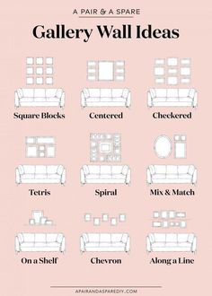 a poster with different types of couches and chairs on it's side, including the