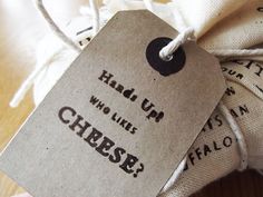 there is a tag that says have up who like cheese? on the back of a bag