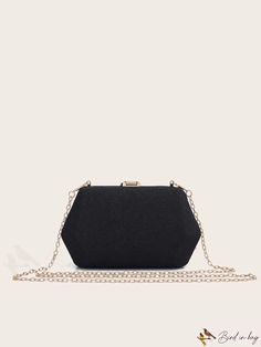 BirdinBag - Elegante bolso de fiesta negro con purpurina Chic Glitter Shoulder Bag For Evening, Rectangular Glitter Party Bag, Chic Glitter Bags For Events, Evening Glitter Shoulder Bag, Glitter Clutch, Geometric Type, Glitter Party, Party Clutch, Metal Leaves