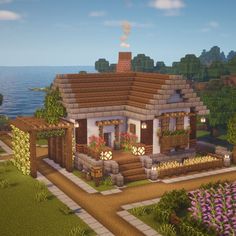 Diy Village Houses Minecraft, Minecraft Water Feature Ideas, Small Island House Minecraft, Stores Minecraft, Minecraft Ranch Ideas, Two Story Minecraft Houses, Minecraft Houses Layout, Minecraft Houses No Mods, Fun Things To Build In Minecraft